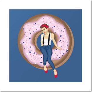 Sweet donut and Pretty woman Pop art Posters and Art